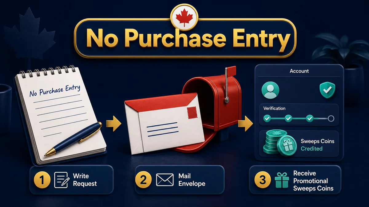 AMOE mail-in request steps for no-purchase Sweeps Coins in Canadian sweepstakes casinos